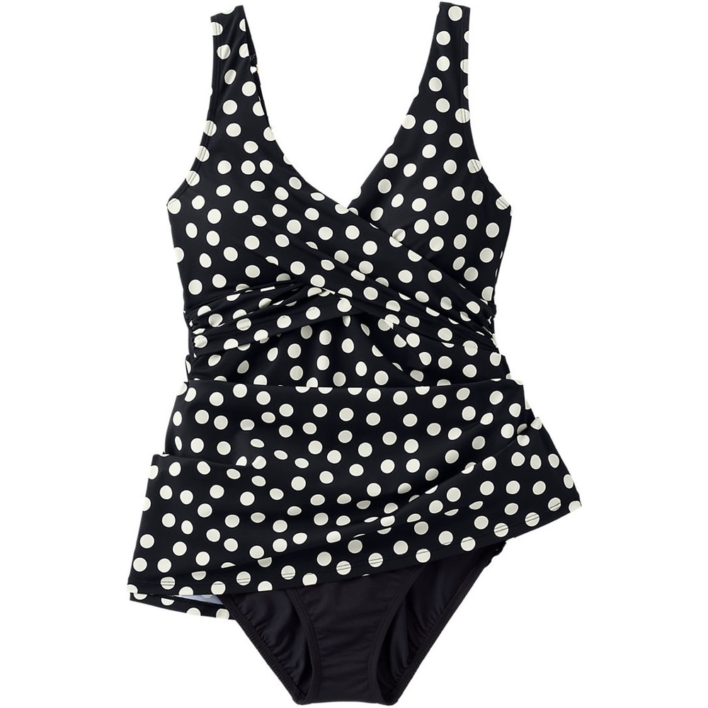 Lands end slendersuit wrap one piece swim dress swimsuit size 4 petite - Picture 4 of 6